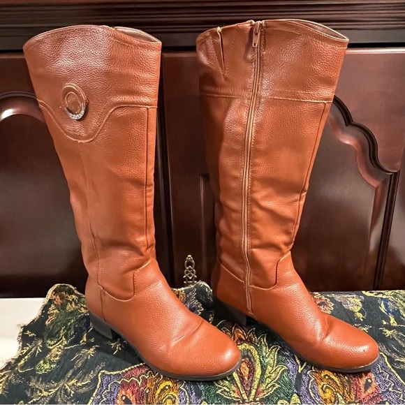 NAUTICA Gallaway Knee High RIDING BOOTS Equestrian TAN Round Toe Womens Size 8 - Picture 2 of 14